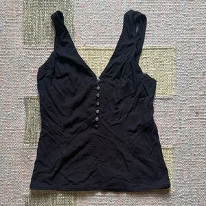 Free People V-Neck Button Tank Top